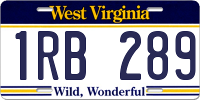 WV license plate 1RB289