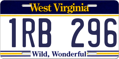 WV license plate 1RB296