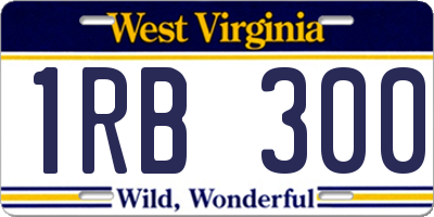 WV license plate 1RB300