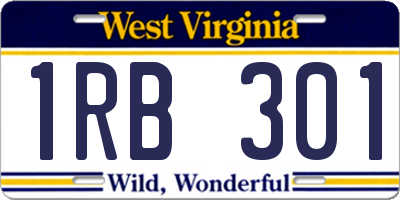 WV license plate 1RB301