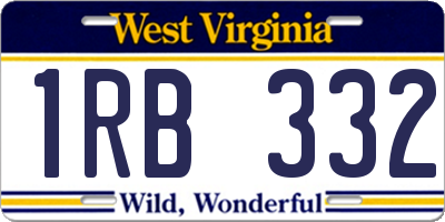WV license plate 1RB332
