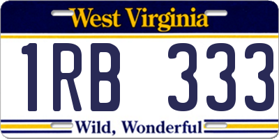 WV license plate 1RB333