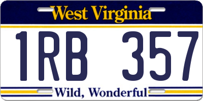 WV license plate 1RB357