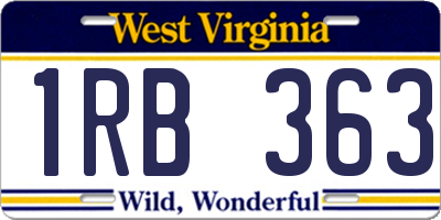 WV license plate 1RB363