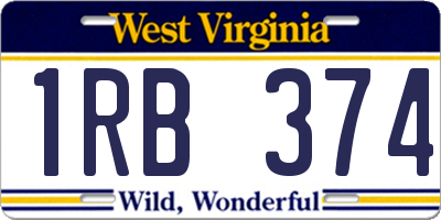 WV license plate 1RB374