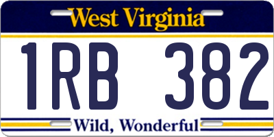 WV license plate 1RB382
