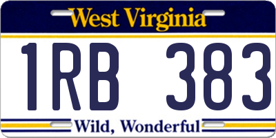 WV license plate 1RB383