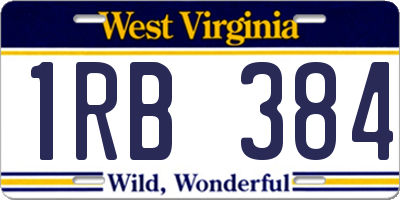 WV license plate 1RB384