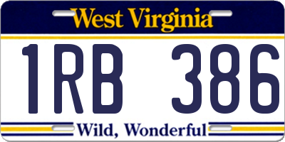 WV license plate 1RB386