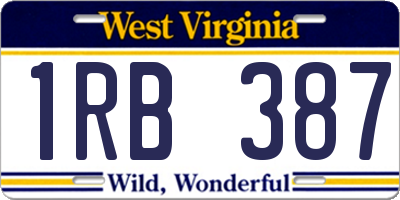 WV license plate 1RB387