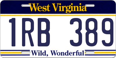WV license plate 1RB389