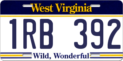 WV license plate 1RB392