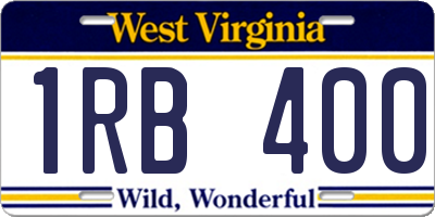 WV license plate 1RB400