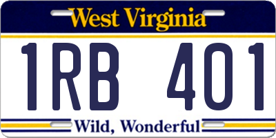 WV license plate 1RB401