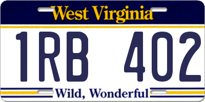 WV license plate 1RB402