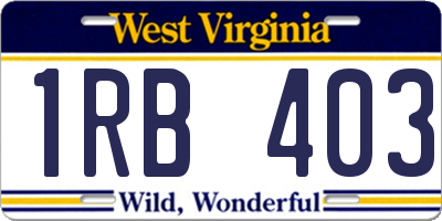 WV license plate 1RB403