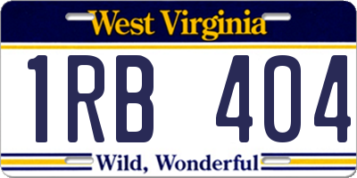 WV license plate 1RB404