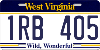 WV license plate 1RB405