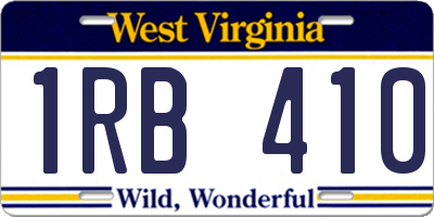 WV license plate 1RB410