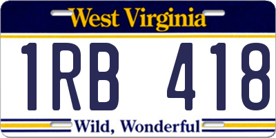 WV license plate 1RB418