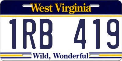 WV license plate 1RB419