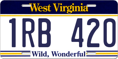WV license plate 1RB420