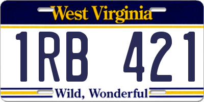 WV license plate 1RB421