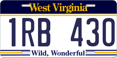 WV license plate 1RB430