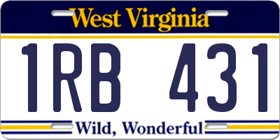 WV license plate 1RB431