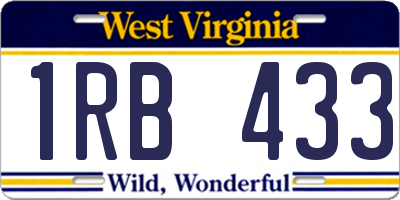 WV license plate 1RB433