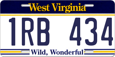 WV license plate 1RB434