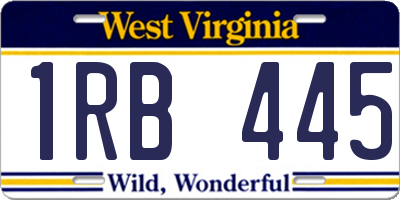 WV license plate 1RB445