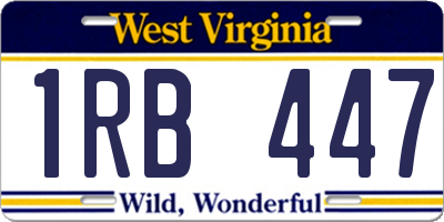 WV license plate 1RB447