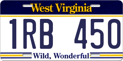 WV license plate 1RB450