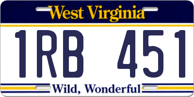 WV license plate 1RB451