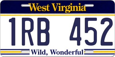 WV license plate 1RB452