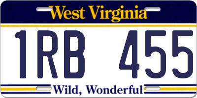 WV license plate 1RB455