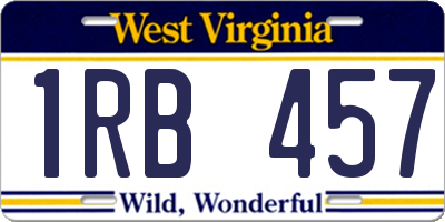 WV license plate 1RB457