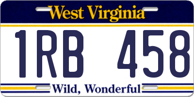 WV license plate 1RB458