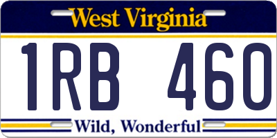 WV license plate 1RB460