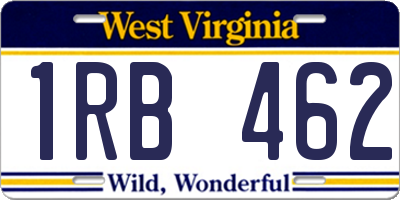 WV license plate 1RB462