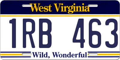WV license plate 1RB463
