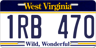 WV license plate 1RB470