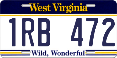 WV license plate 1RB472