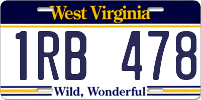 WV license plate 1RB478