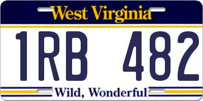 WV license plate 1RB482