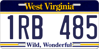 WV license plate 1RB485