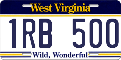 WV license plate 1RB500