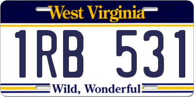 WV license plate 1RB531