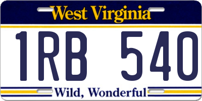 WV license plate 1RB540